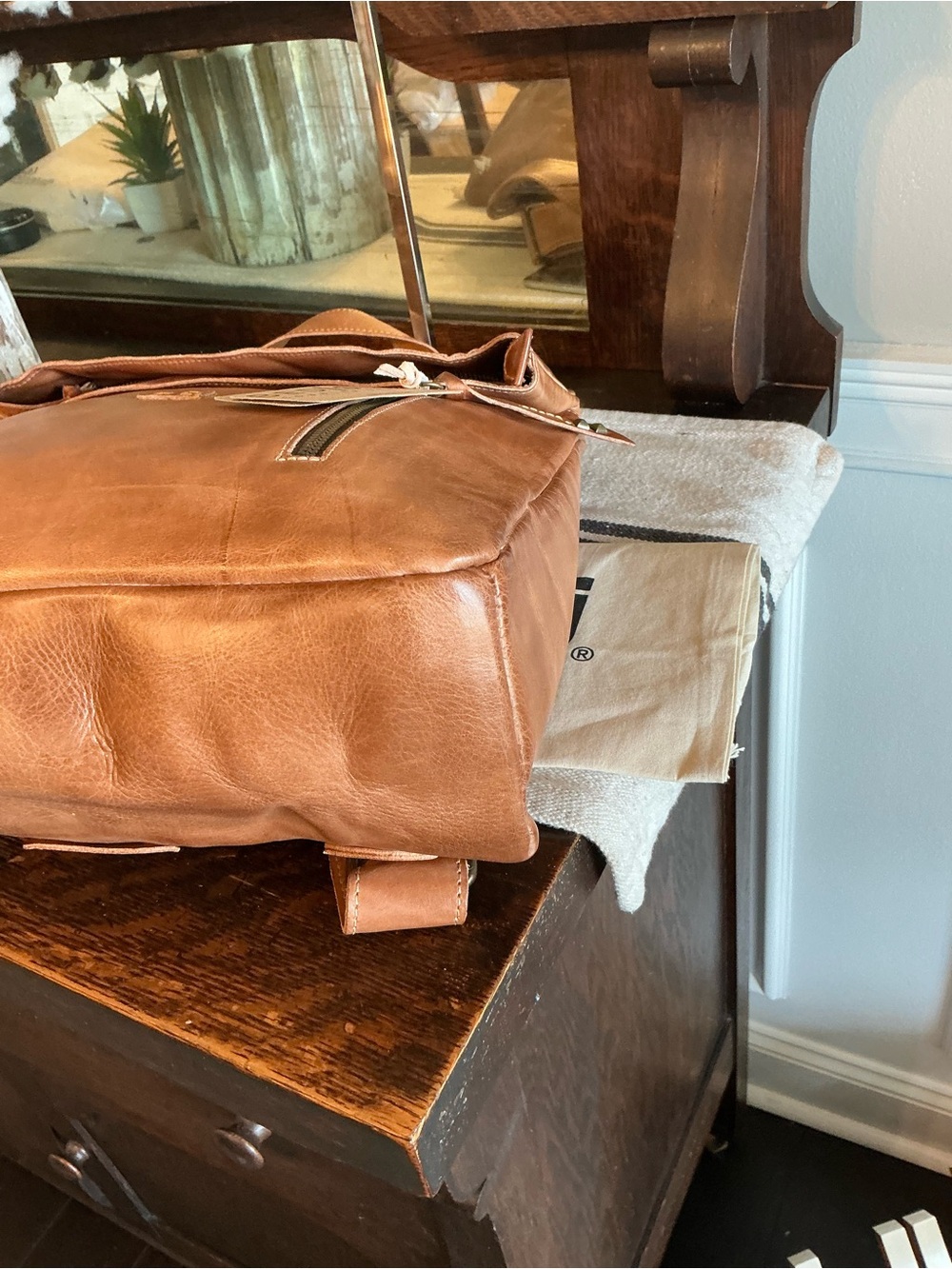 NWT Bed Stu Leather Howie Flapover Leather Backpack Tan Rustic Retail $365 - Picture 11 of 16